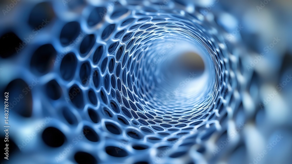Aufkleber hexagonal shapes moving in and out of focus, creating a tunnel effect with smooth gradients and dynamic lighting