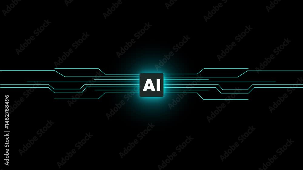 Poster motion graphic of digital ai logo with futuristic technology . chat with ai or artificial intelligen