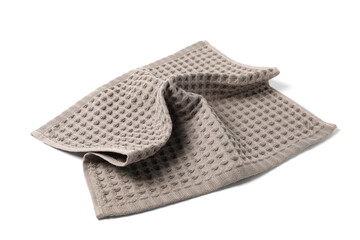 Clean brown waffle towel isolated on white