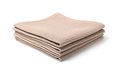 Many clean waffle towels isolated on white