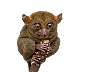 Tarsier Clutching Branch with Big Eyes