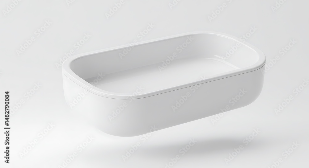 Poster white empty tray floating on a white background