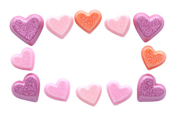 Fototapeta premium Rectangular Love Hearts Frame Isolated on Transparent Background