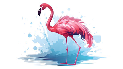 Obraz premium Colorful Abstract Flamingo Cartoon Vector Illustration on White Background