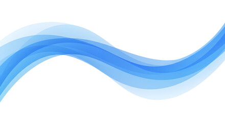 Abstract Blue Wave Design On White Background Illustrating Fluid Motion And Modern Style