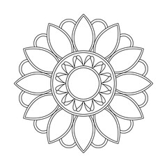 Ornate Black and White Mandala for Coloring Book Page