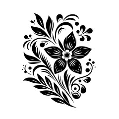 Black and White Floral Ornament: Elegant Flourishes & Symmetry