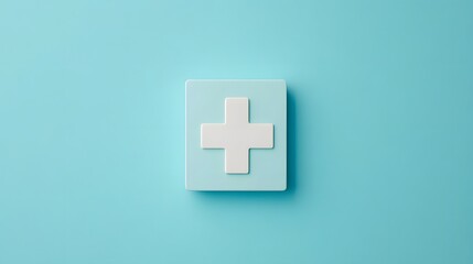 Obraz premium Plus sign with soft blue gradient background for healthcare or wellness brand identity