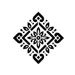 Intricate Black & White Floral Mandala on White Background