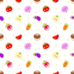 Kawaii vegetable seamless pattern