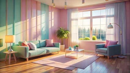 Pastel Living Room Interior Design