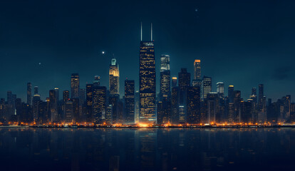 Fototapeta premium The city skyline at night