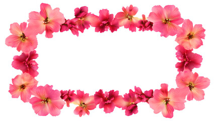 Rectangular Floral Frame Made of Flowers Isolated on Transparent Background