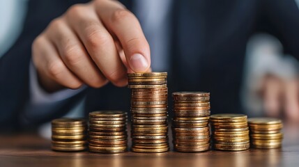 Businessman analyzing financial growth and planning strategy