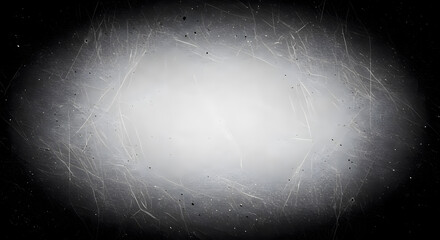 Abstract Grayscale Background with Illuminated Oval Frame and Textured Speckles
