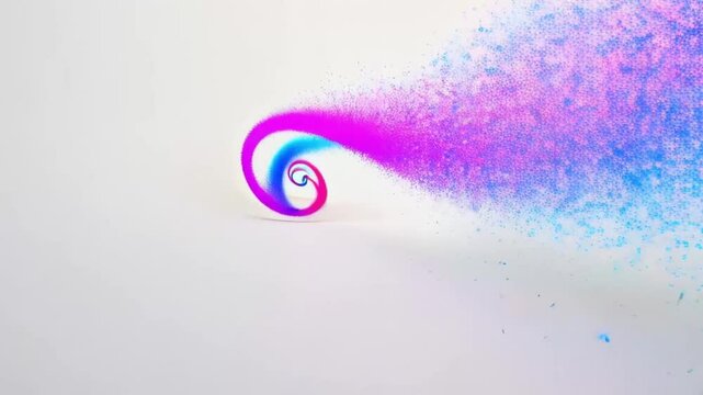 Pink and blue dreamy particles spiral dancing