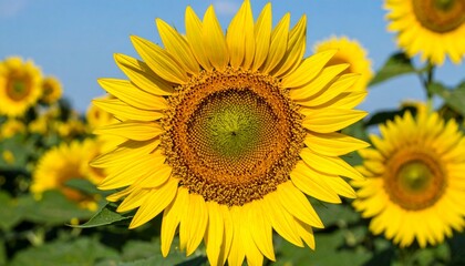 Fototapeta premium ひまわり畑の花びらと種の幾何学模様