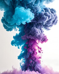 Fototapeta premium Abstract Ink Explosion: Blue and Purple Powder Cloud 