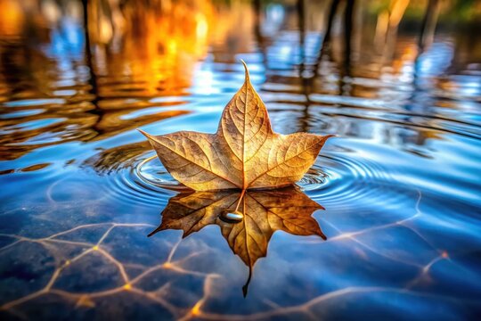 Autumn Leaf Floating on Calm Water A Serene Fall Scene