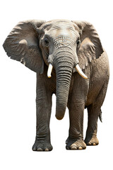 Fototapeta premium Majestic Elephant with Large Tusks and Wrinkled Skin isolated on a transparent background