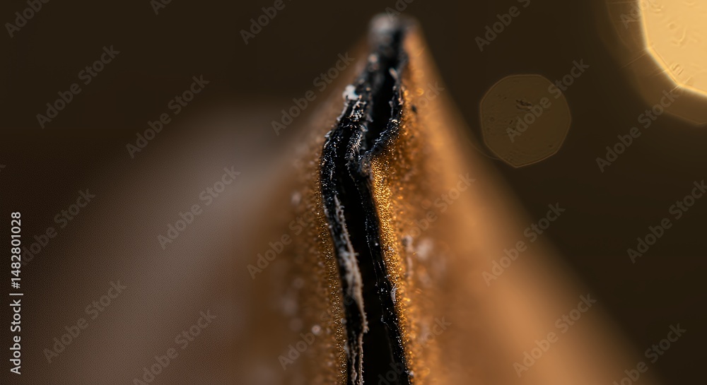 Poster macro photography of a pen nib: intricate details and textural contrast of a writing instrument