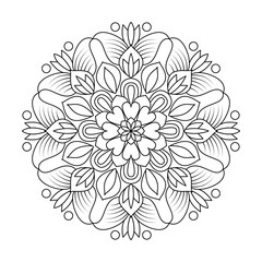 Celestial Harmony Swirl Mandala Coloring Book Page
