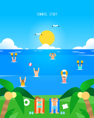 Summer Vacation Minimal Background Illustration