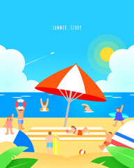 Summer Vacation Minimal Background Illustration