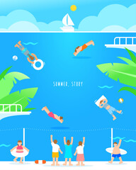 Summer Vacation Minimal Background Illustration