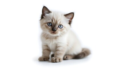 Obraz premium Ragdoll kitten gazes, blue eyes, white