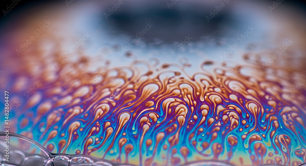 Poster abstract soap bubble macro photography: vibrant colors and intricate patterns