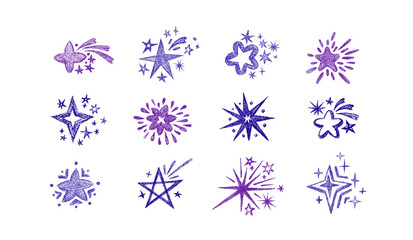 Crayon drawn stars. Vector magic sign, cosmic set © Yauheniya_Bandaruk