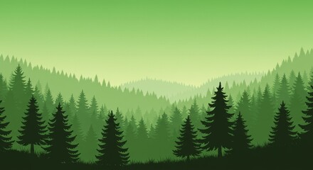 Fototapeta premium A serene camping scene unfolds at dusk with a cozy tent and warm campfire amidst tall pines.