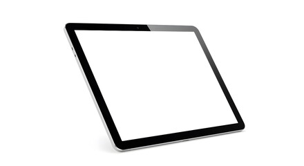 Angled View Of Tablet Device With Blank Screen Isolated On White Background