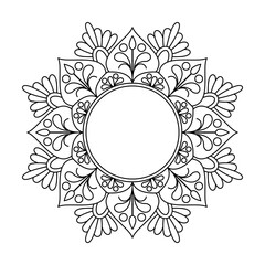 Delicate Zen Blossom Mandala Coloring Book Page