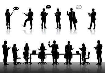 Silhouette Business People: Communication & Collaboration