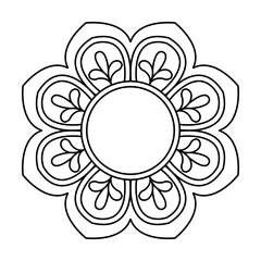 Abstract Flowing Patterns Mandala in Black and White Coloring Book Page