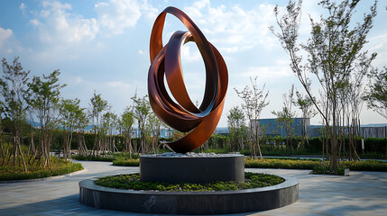 Fototapeta premium The rapid modernization without forgetting traditions in the dazzling Pohang Steel Art Festival 