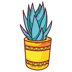 Colorful Hand Drawn Cute Cactus