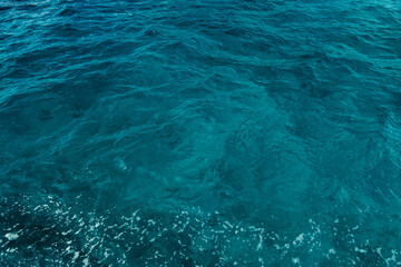 Blue sea view from above boat summer sea water background