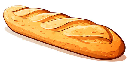 Baguette Cartoon Vector Illustration for Culinary Designs on White Background