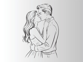 A black and white illustration of an intimate embrace between a man and woman, their bodies intertwined in a sensual pose, their faces close together but obscured.