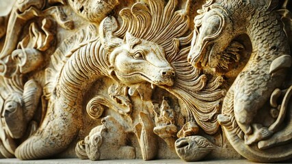 Intricate dragon carving highlighting craftsmanship and historical artistry
