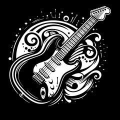 guitar and musical notes