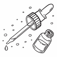 Vector hand drawn doodle sketch oil essence bottle with dropper isolated on white background