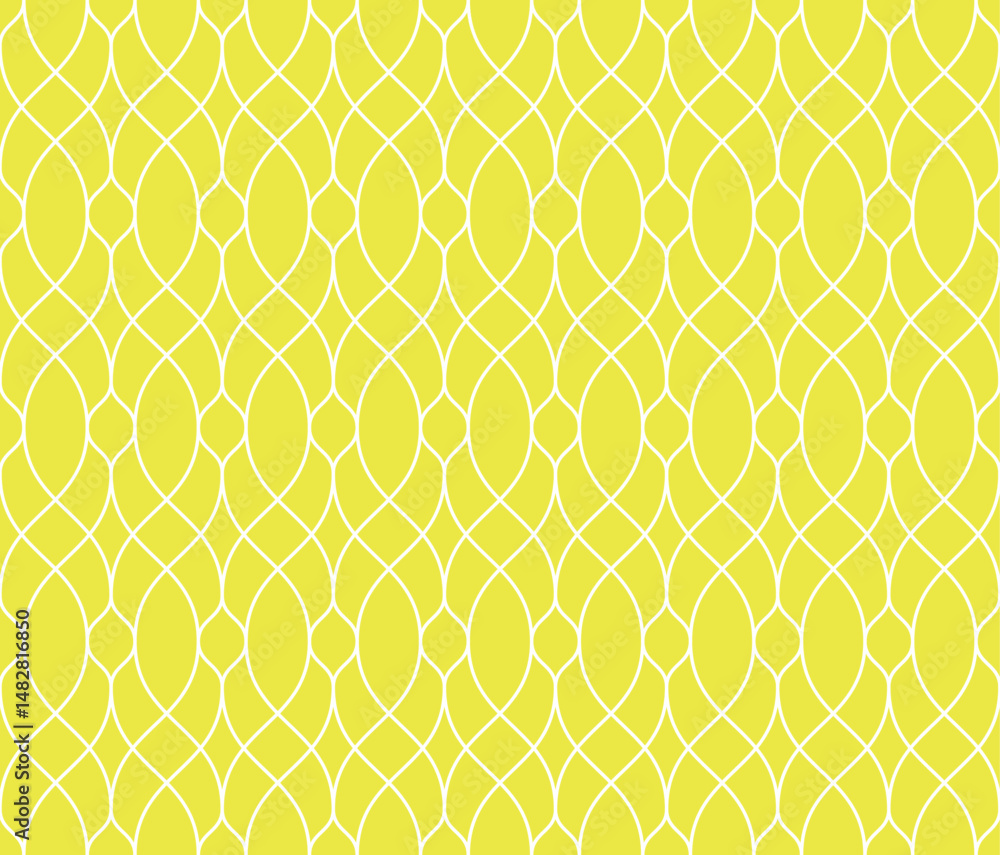 Aufkleber The geometric pattern with wavy lines. Seamless vector background. White and yellow texture. Simple lattice graphic design