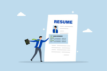 Work experience on resume, businessman put work experience on applicant resume.