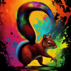 Obraz premium Vibrant Squirrel Art