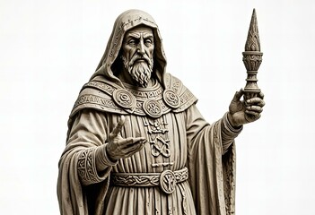 Warlock statue isolated on a white background.