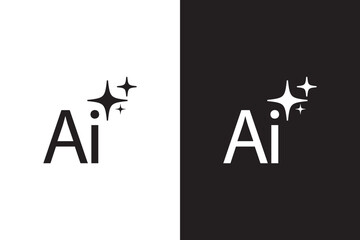 Generative AI logo icon magic sparkle stars symbol.AI generated icon. Artificial intelligence generate icon vector set. AI command prompt symbol button. Generate toggle. LLM magic stars.